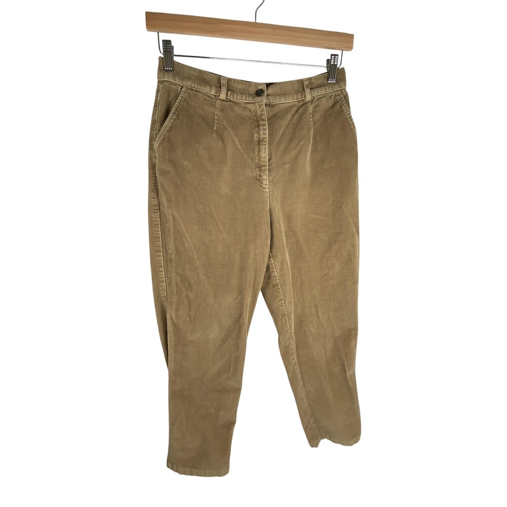 L.L.Bean Pants Womens 10 Brown Corduroy FITS 30x28 Chino Tapered Leg Stretch